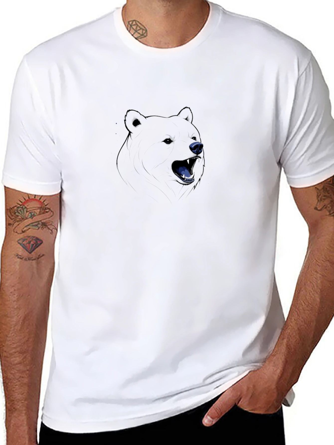 Bear Graphic T-Shirt - Mens Black Tee
