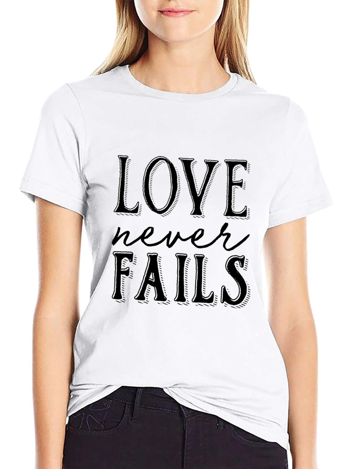 Love Never Fails Black Graphic Tee