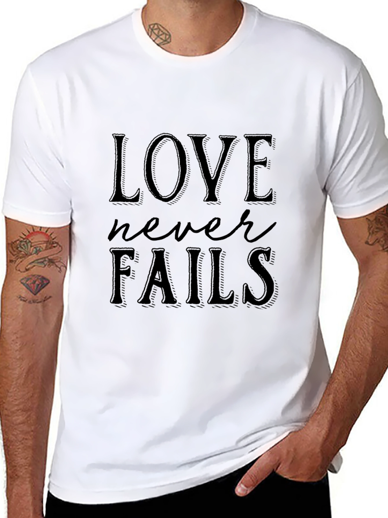 Love Never Fails Black Graphic Tee