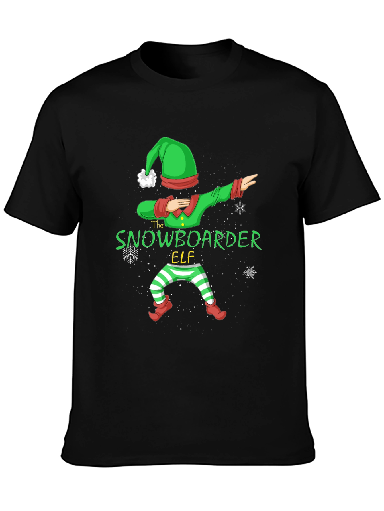 Snowboarder Elf Christmas Graphic T-Shirt
