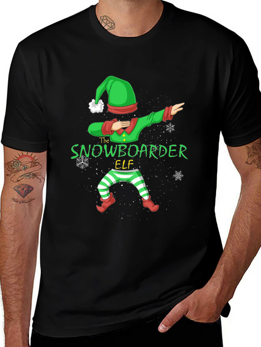 Snowboarder Elf Christmas Graphic T-Shirt