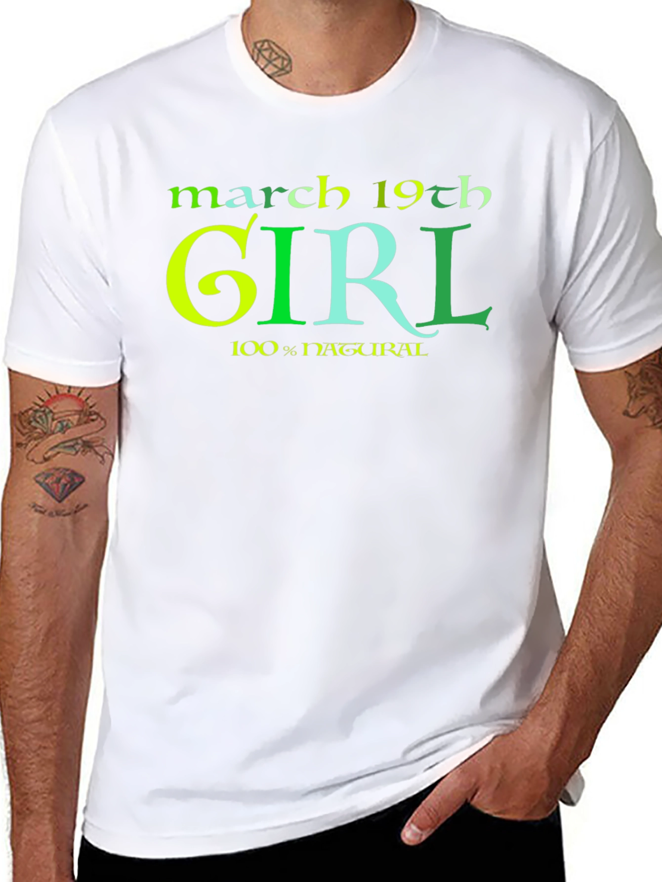 March 19th Girl 100% Natural Black T-Shirt