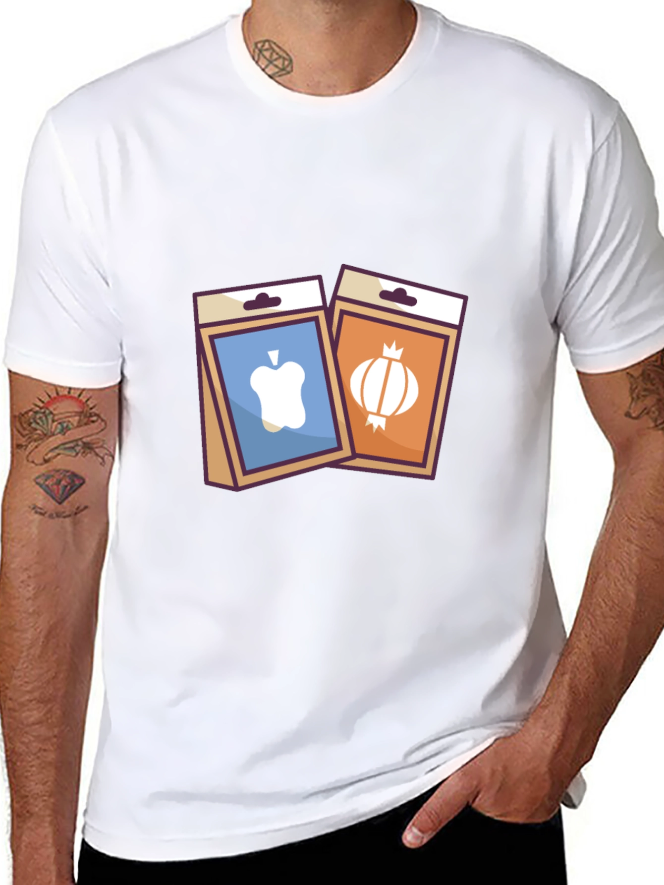Gardening T-Shirt - Apple and Onion Seed Packets