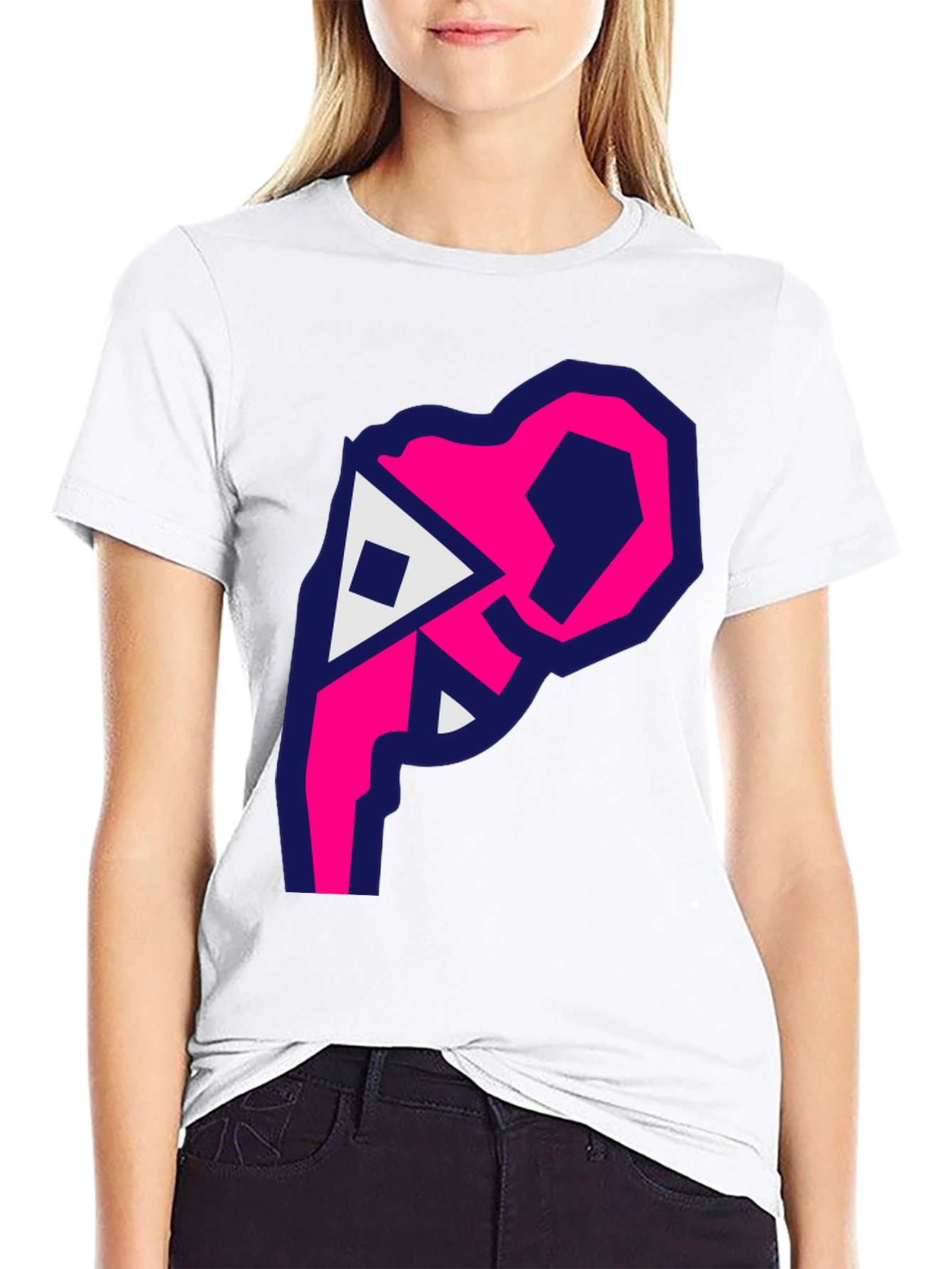Abstract Pink Shape Black T-Shirt