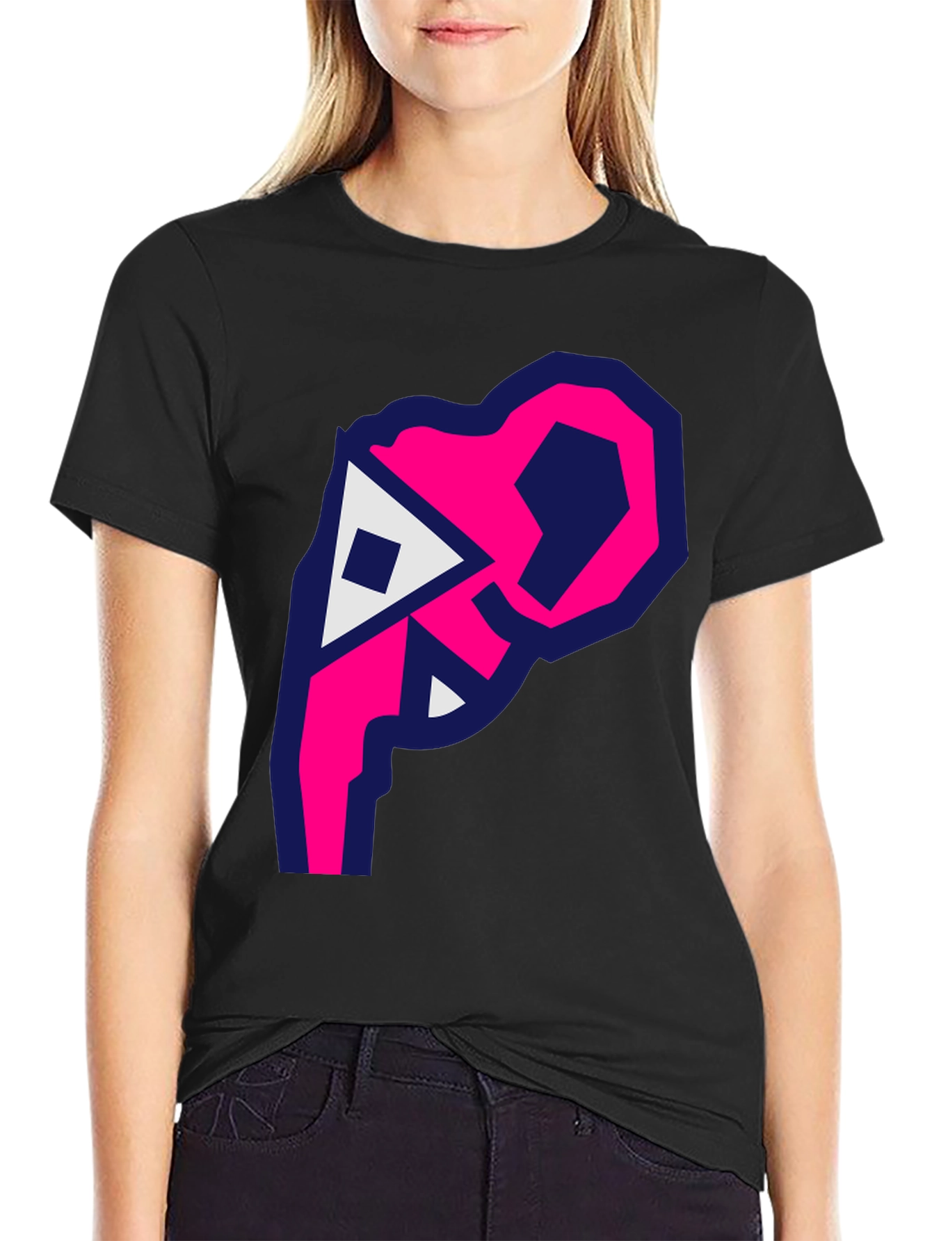 Abstract Pink Shape Black T-Shirt