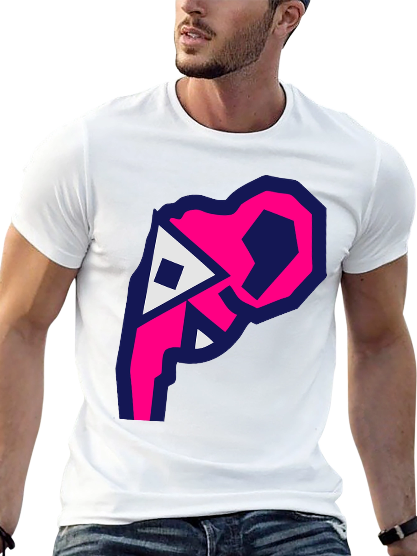 Abstract Pink Shape Black T-Shirt