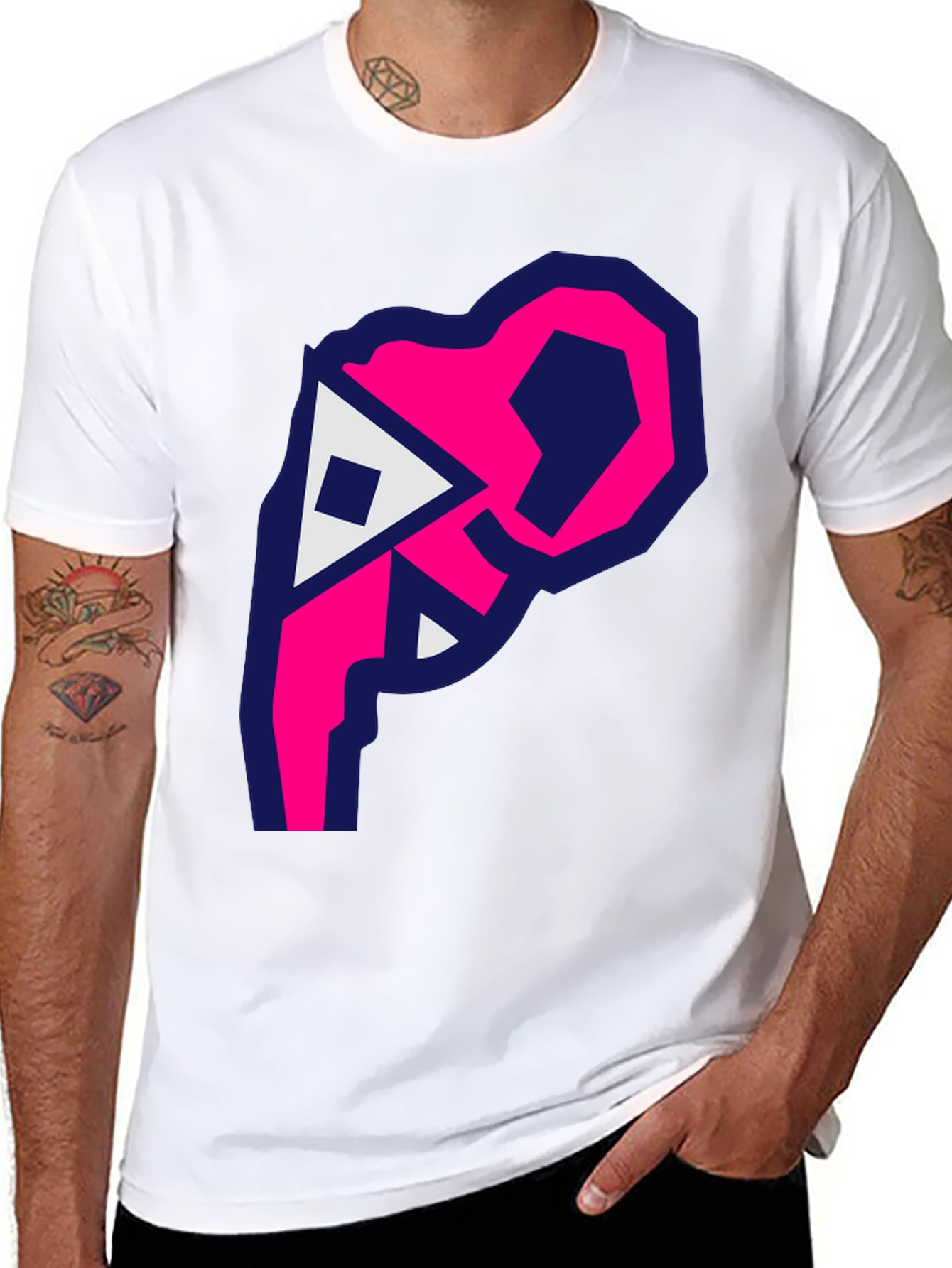 Abstract Pink Shape Black T-Shirt