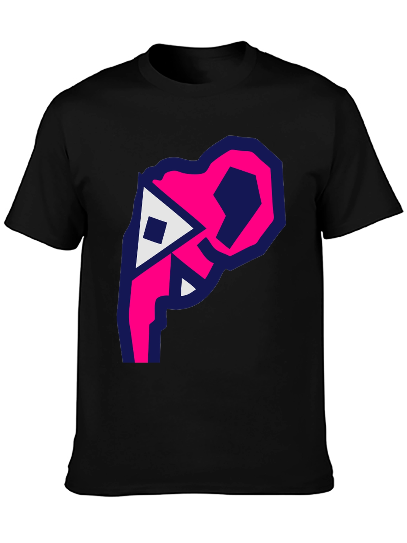 Abstract Pink Shape Black T-Shirt