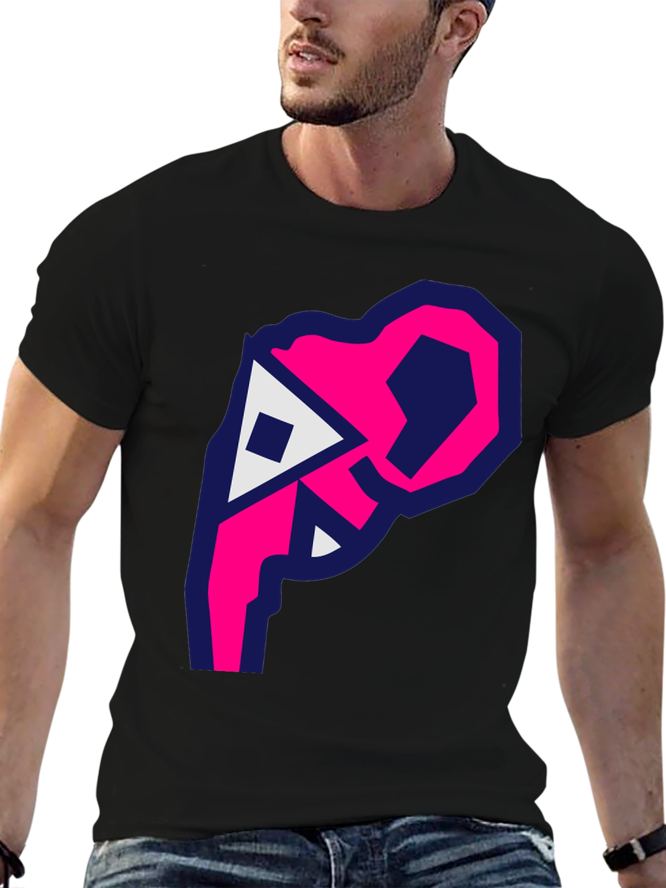 Abstract Pink Shape Black T-Shirt