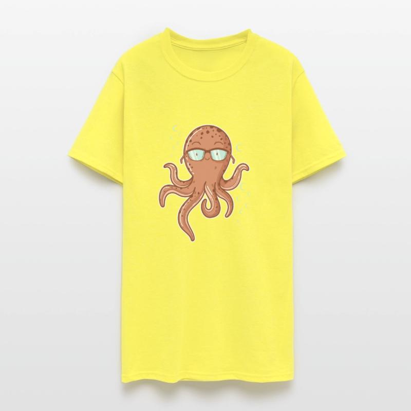 Octopus with Glasses as Nerd in the Water