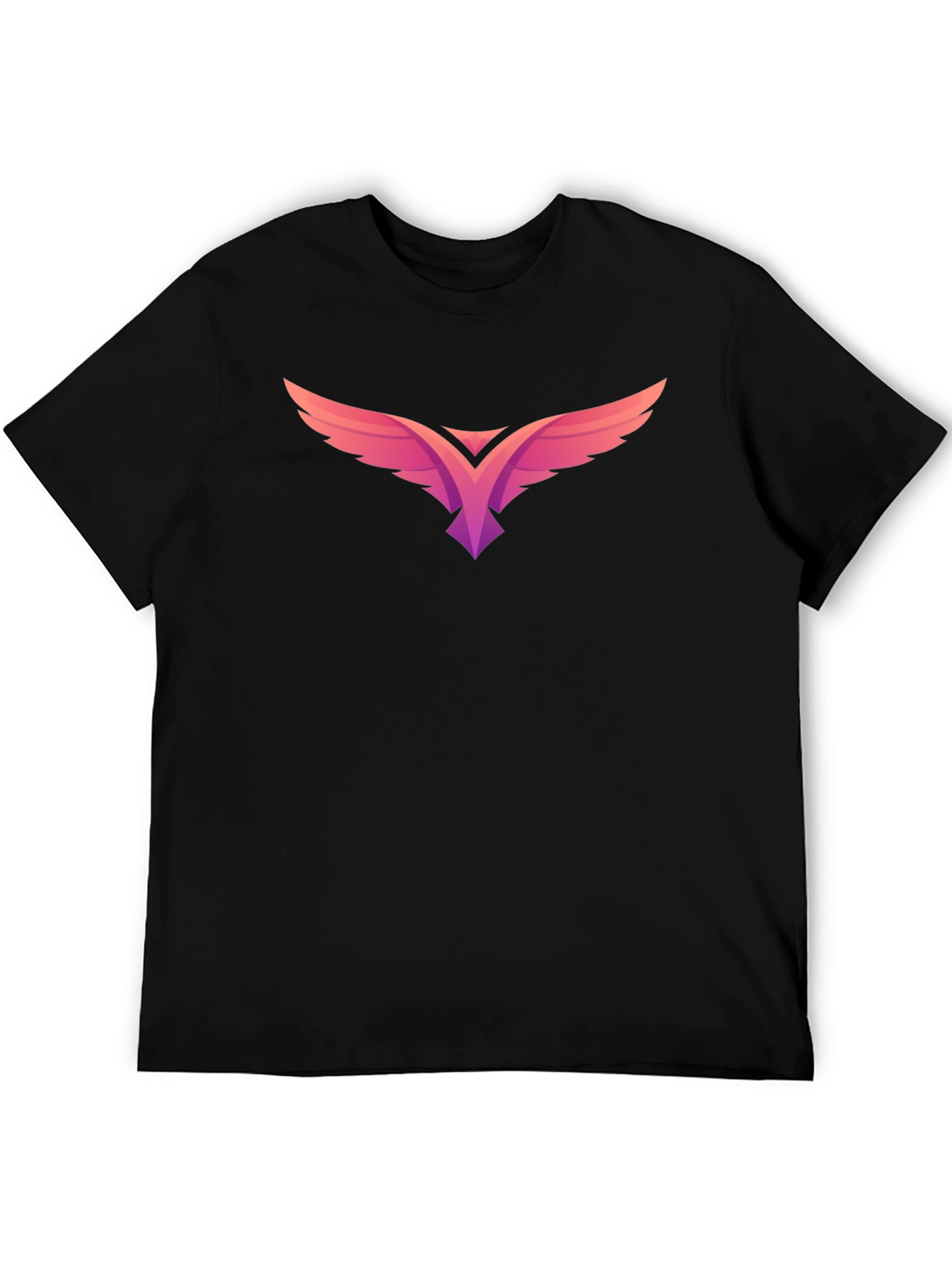 Mens Black T-Shirt with Abstract Bird Graphic