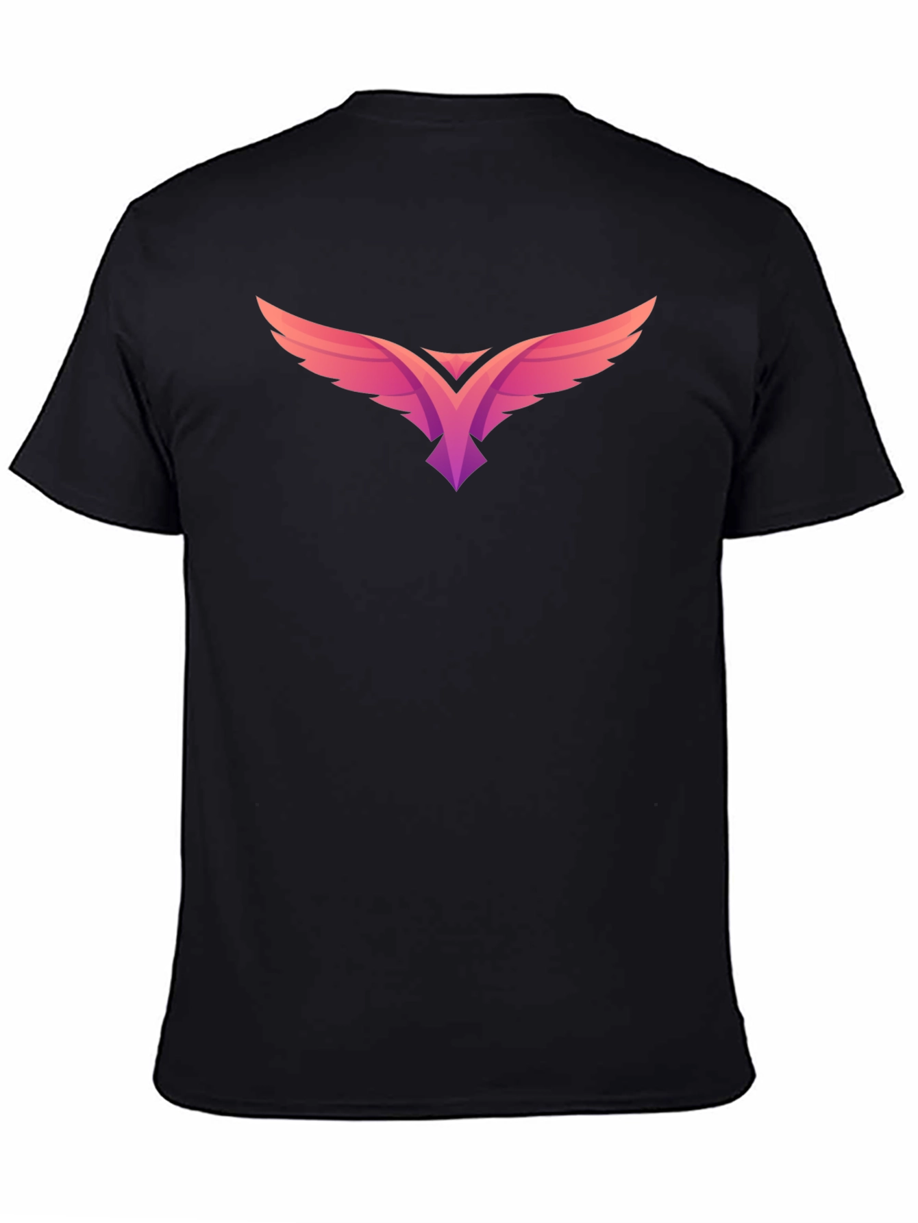 Mens Black T-Shirt with Abstract Bird Graphic