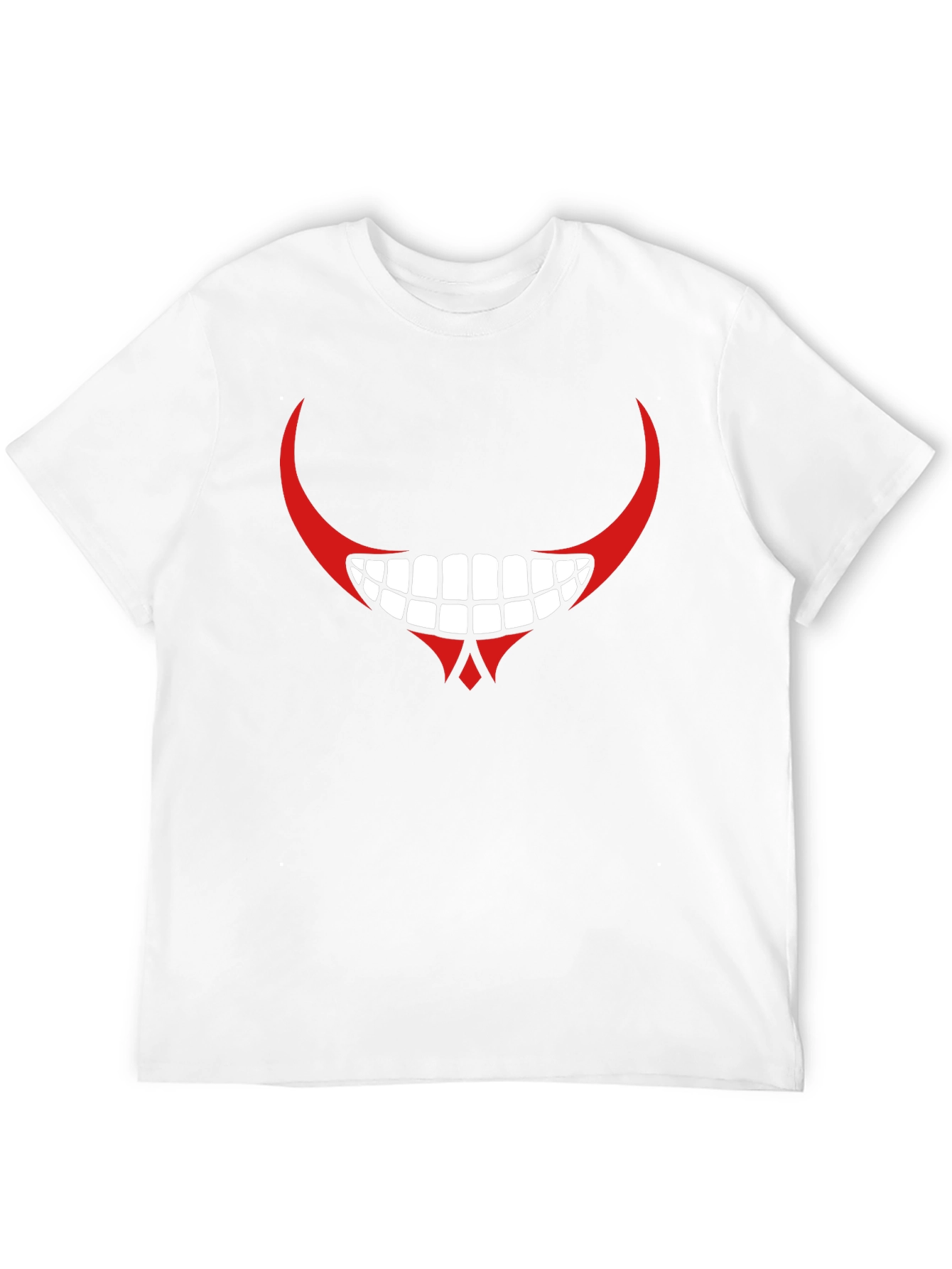 Mens Black Graphic T-Shirt - Red Devilish Grin Design