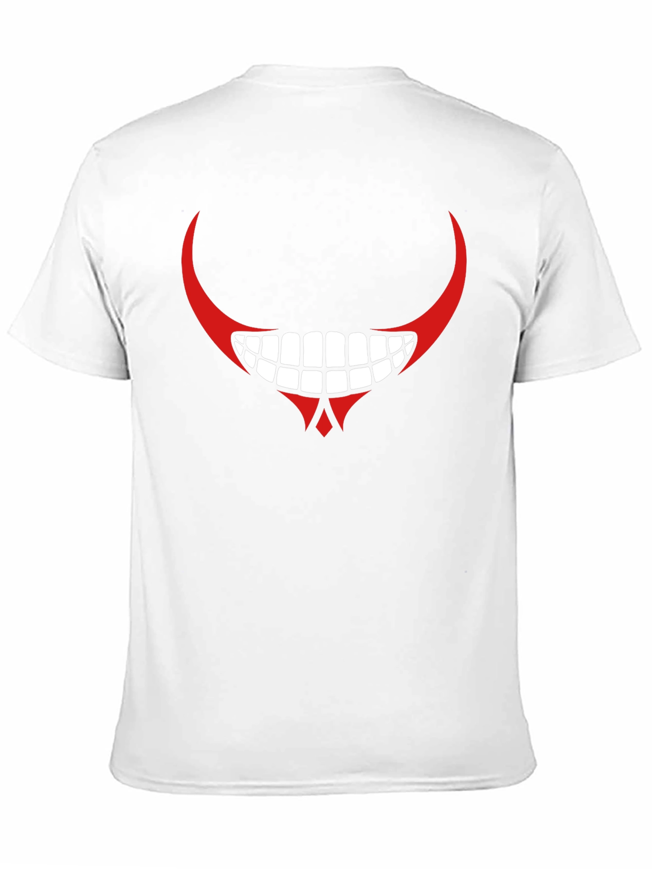 Mens Black Graphic T-Shirt - Red Devilish Grin Design
