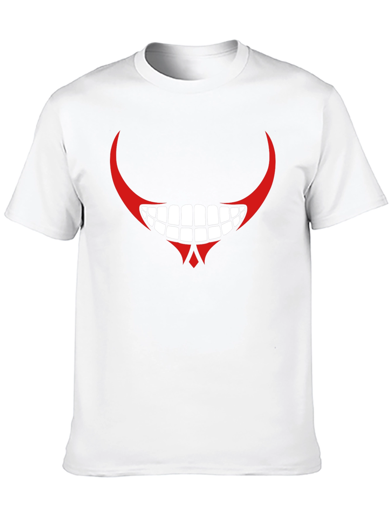 Mens Black Graphic T-Shirt - Red Devilish Grin Design