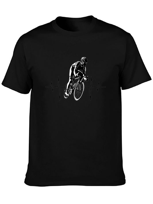 Cyclist Heartbeat T-Shirt - Black Cotton Tee