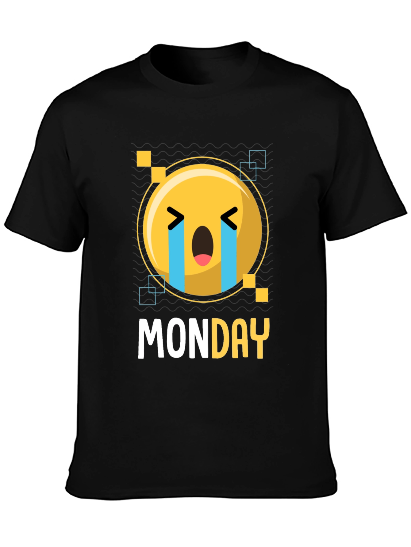 Monday Blues Emoji T-Shirt - Black