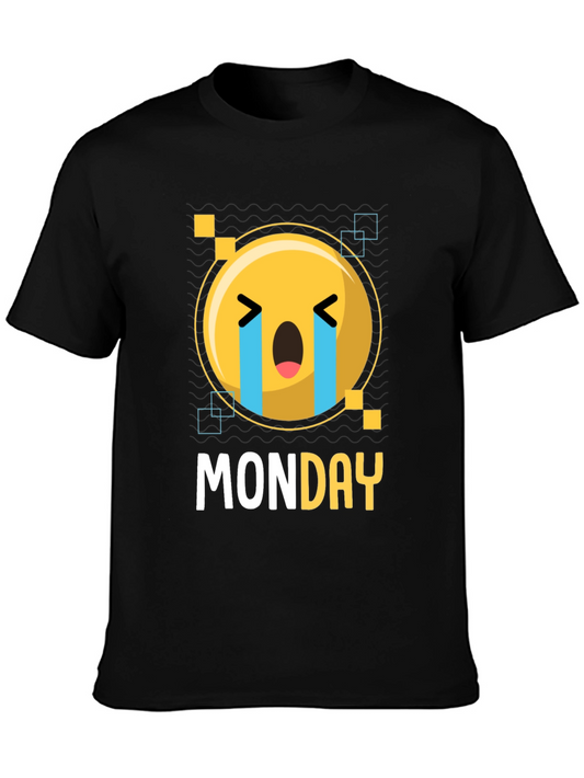 Monday Blues Emoji T-Shirt - Black