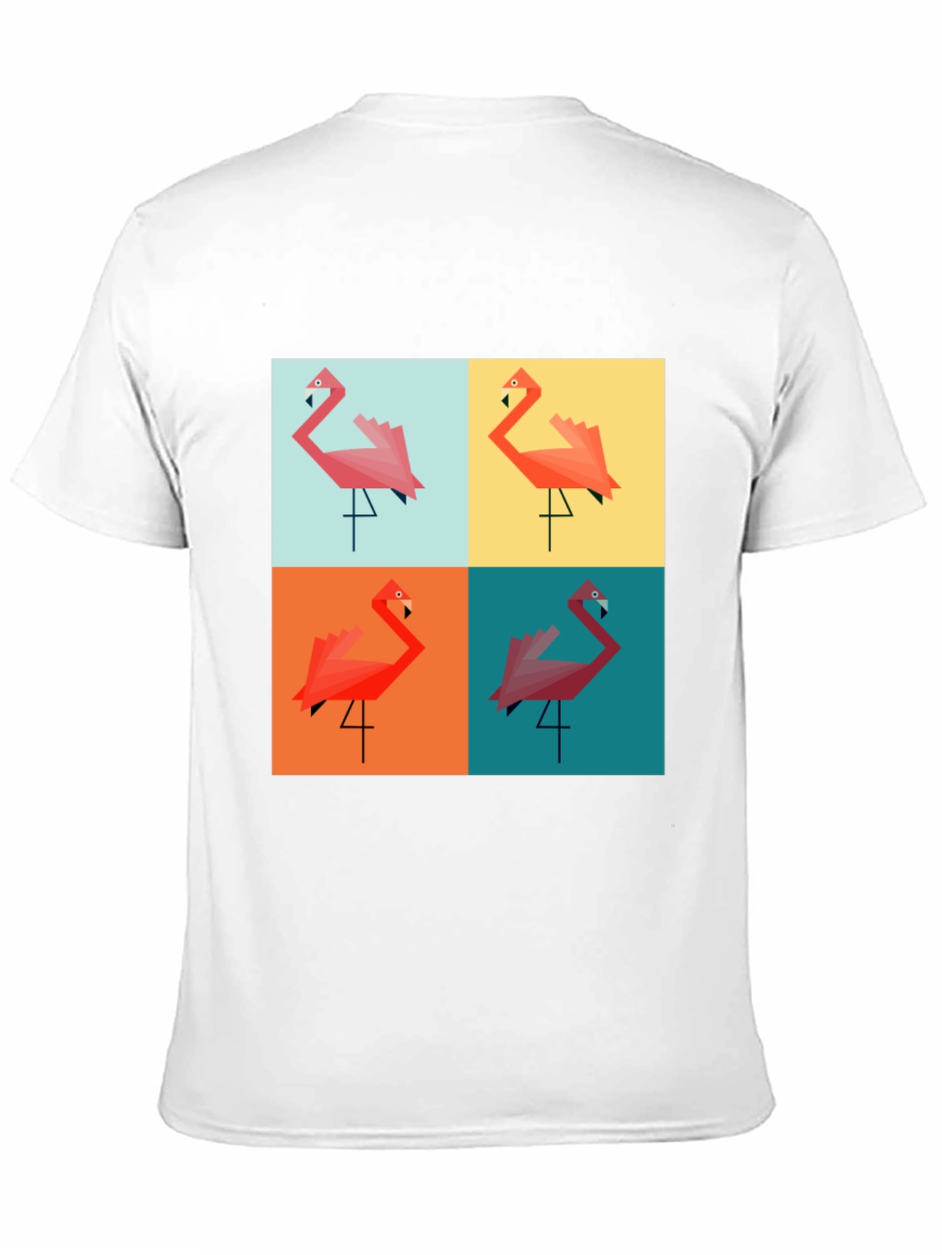 Geometric Flamingo Pop Art Black T-Shirt