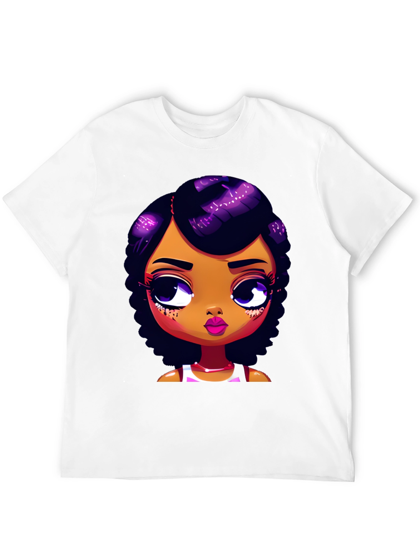 Cartoon Girl Graphic Tee - Stylish Black T-Shirt