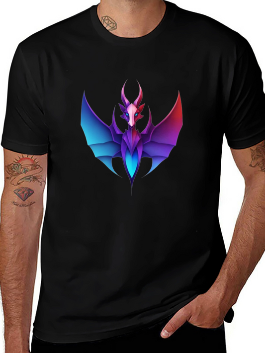 Geometric Dragon Graphic Tee - Black