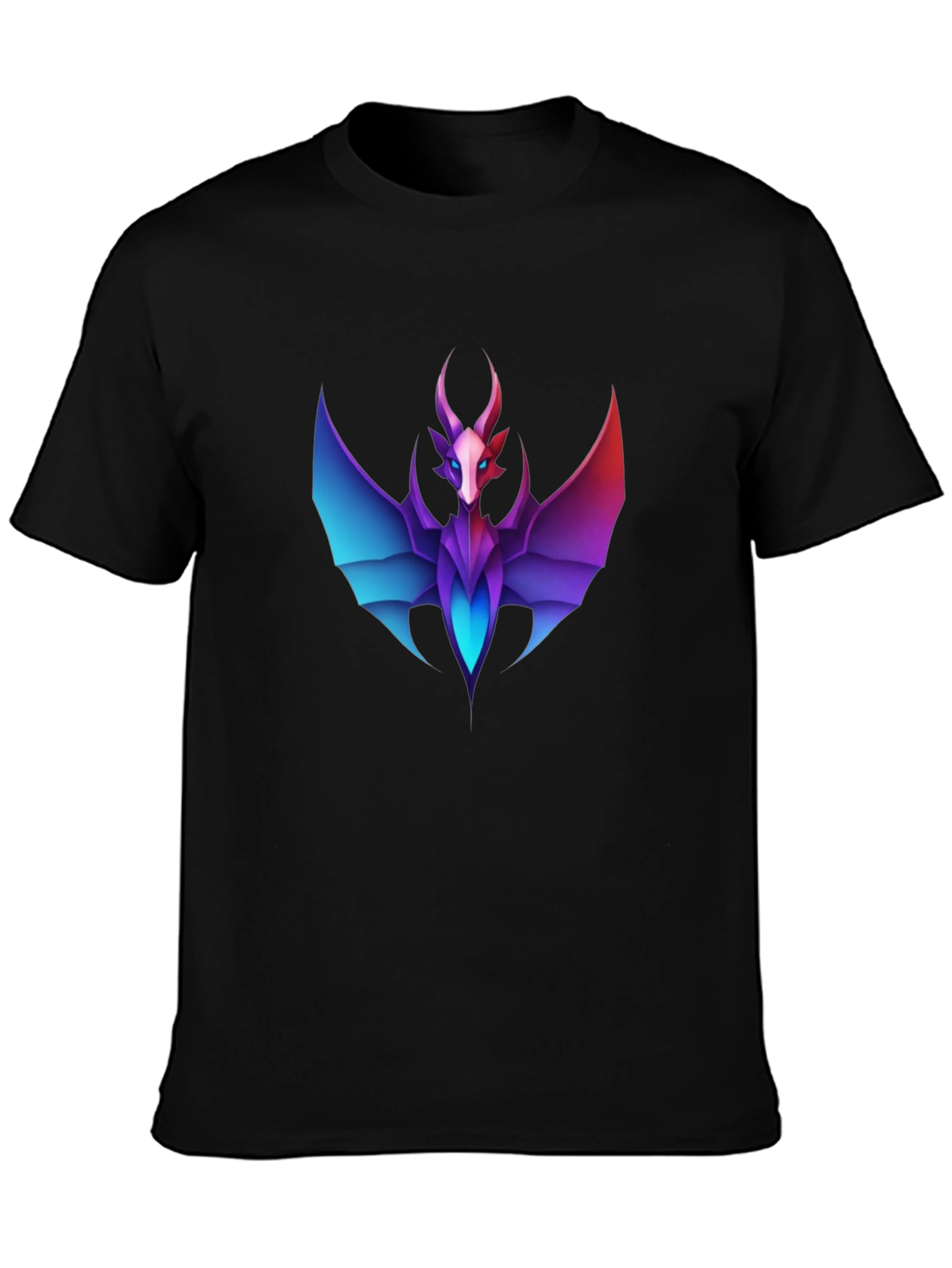Geometric Dragon Graphic Tee - Black