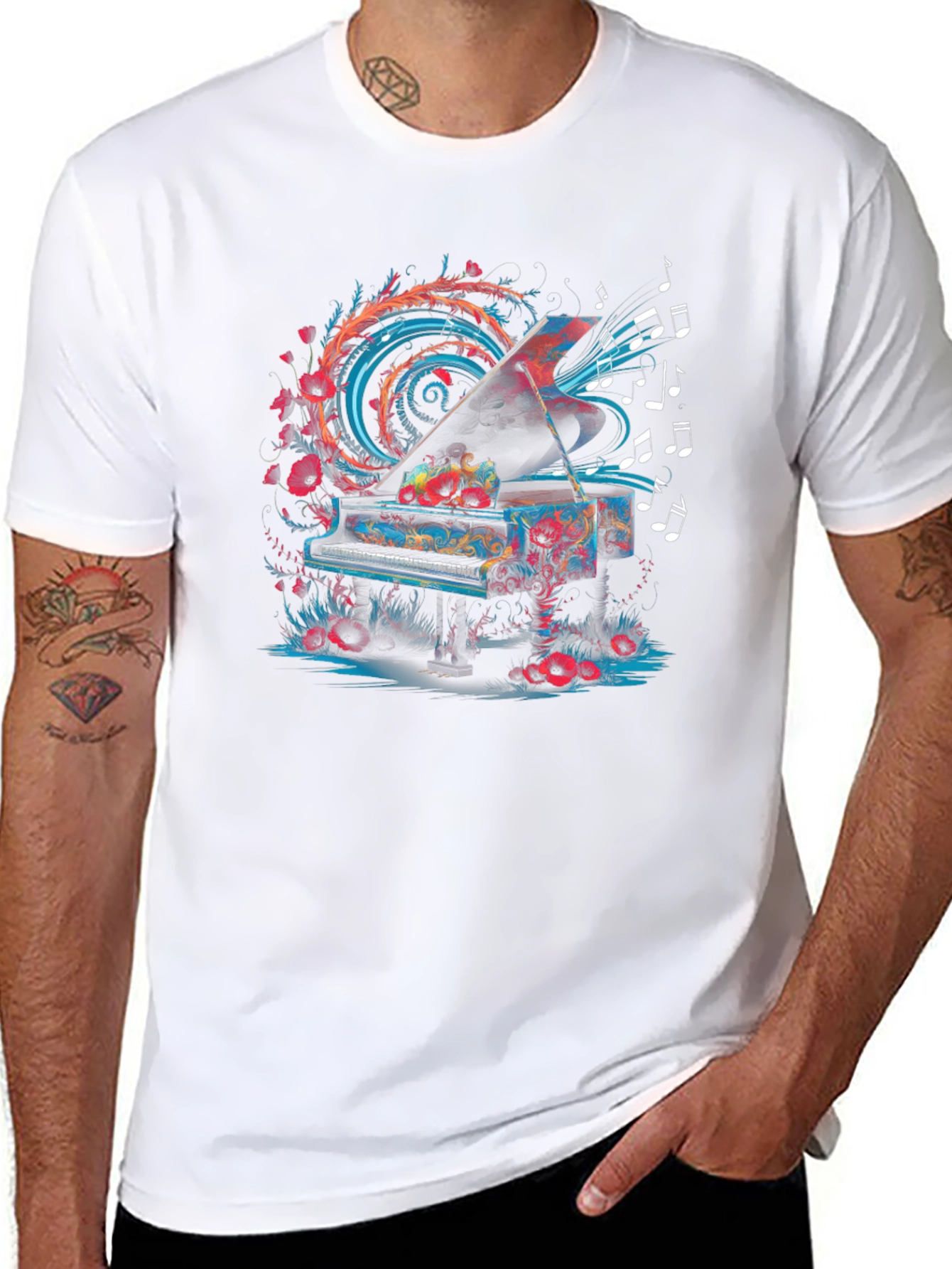 Piano Music Art Tee - Unique Graphic T-Shirt