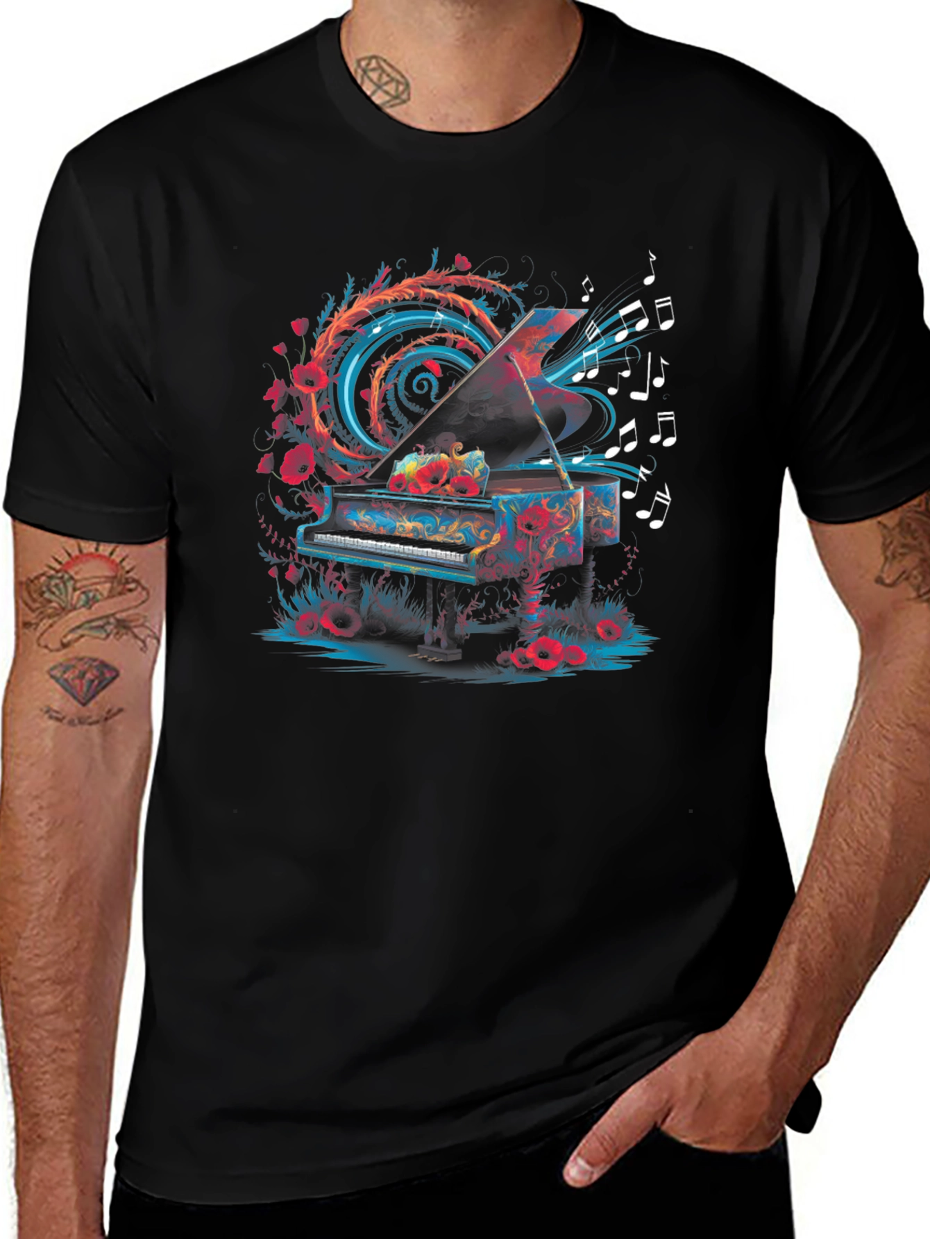 Piano Music Art Tee - Unique Graphic T-Shirt