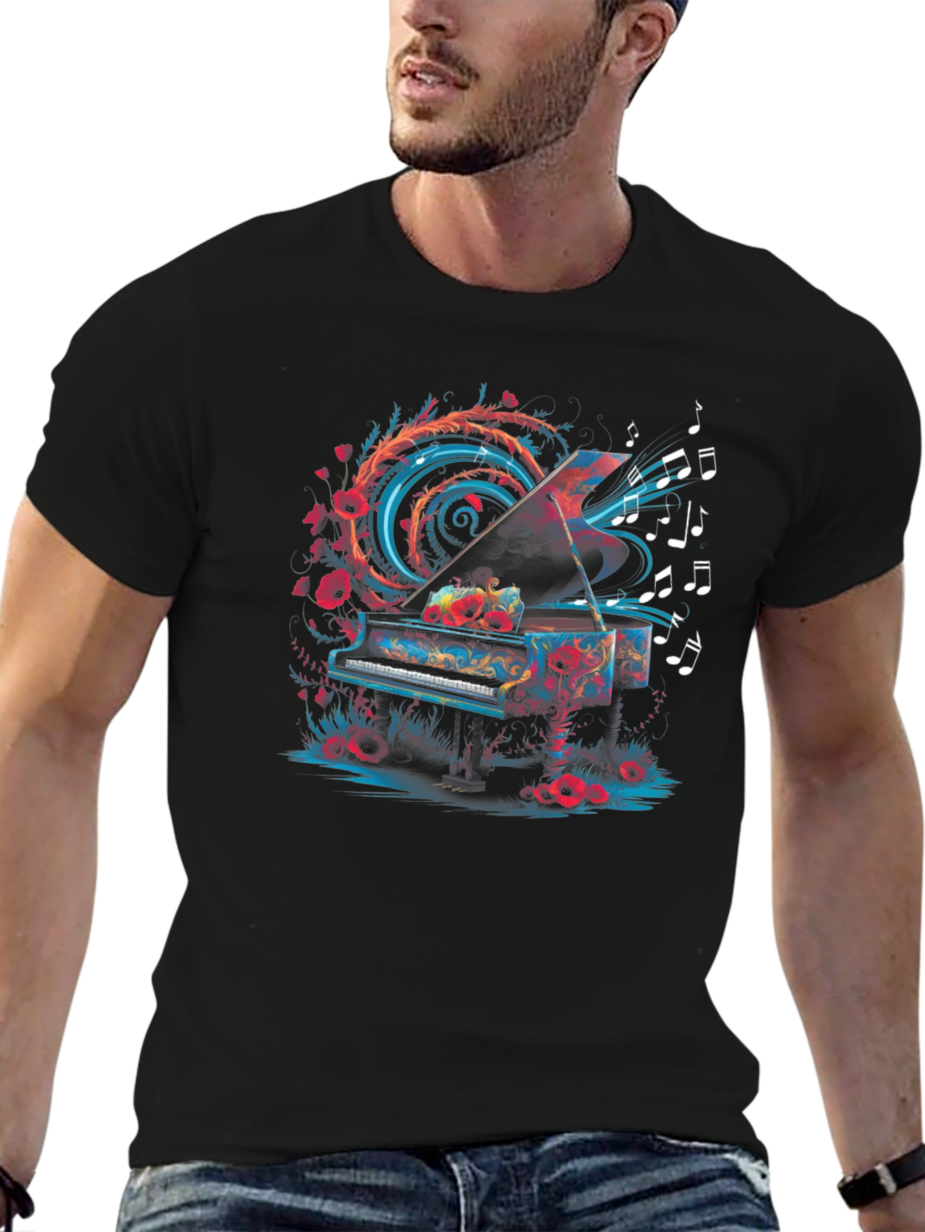 Piano Music Art Tee - Unique Graphic T-Shirt