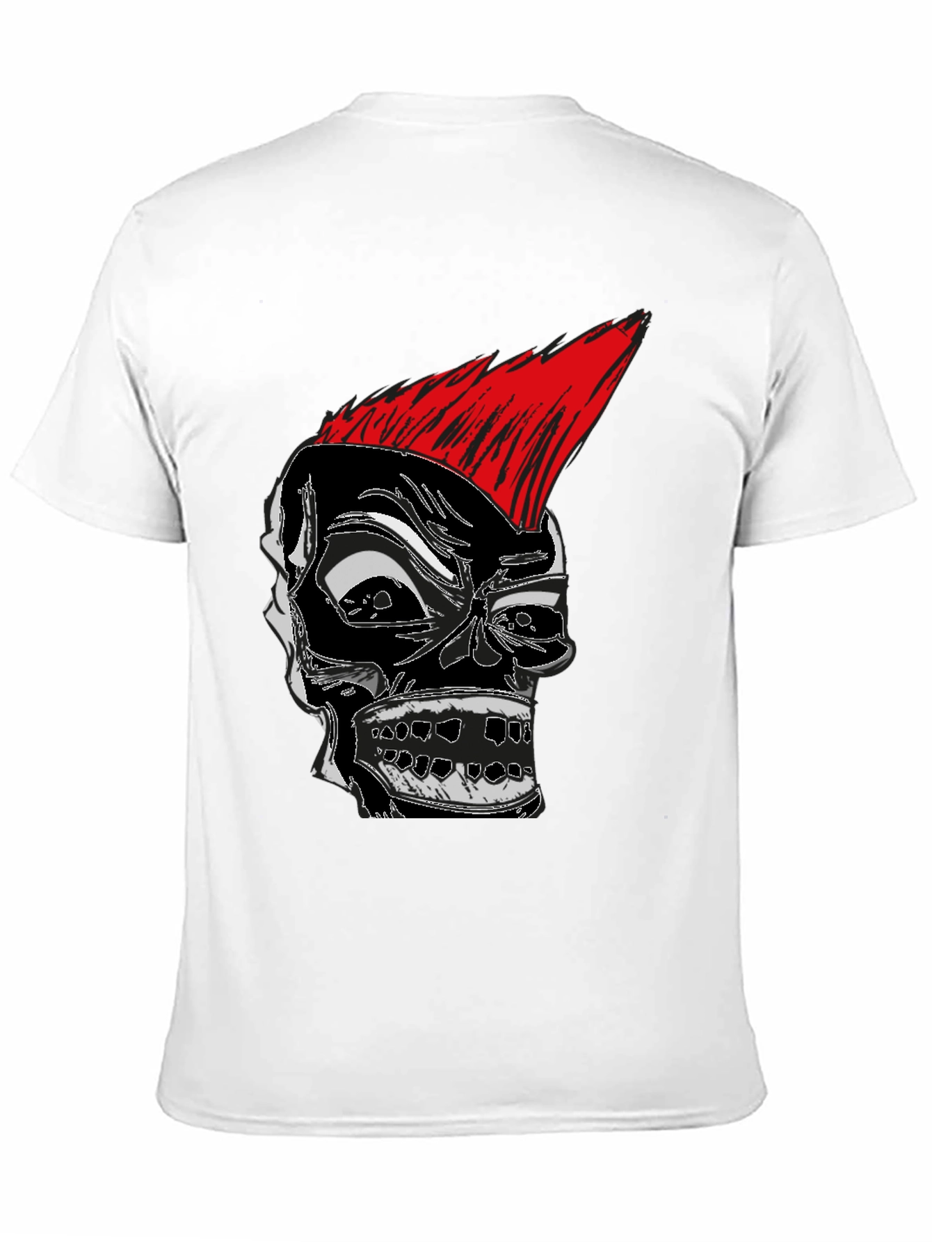 Punk Rock Skull Graphic Tee - Black Cotton T-Shirt