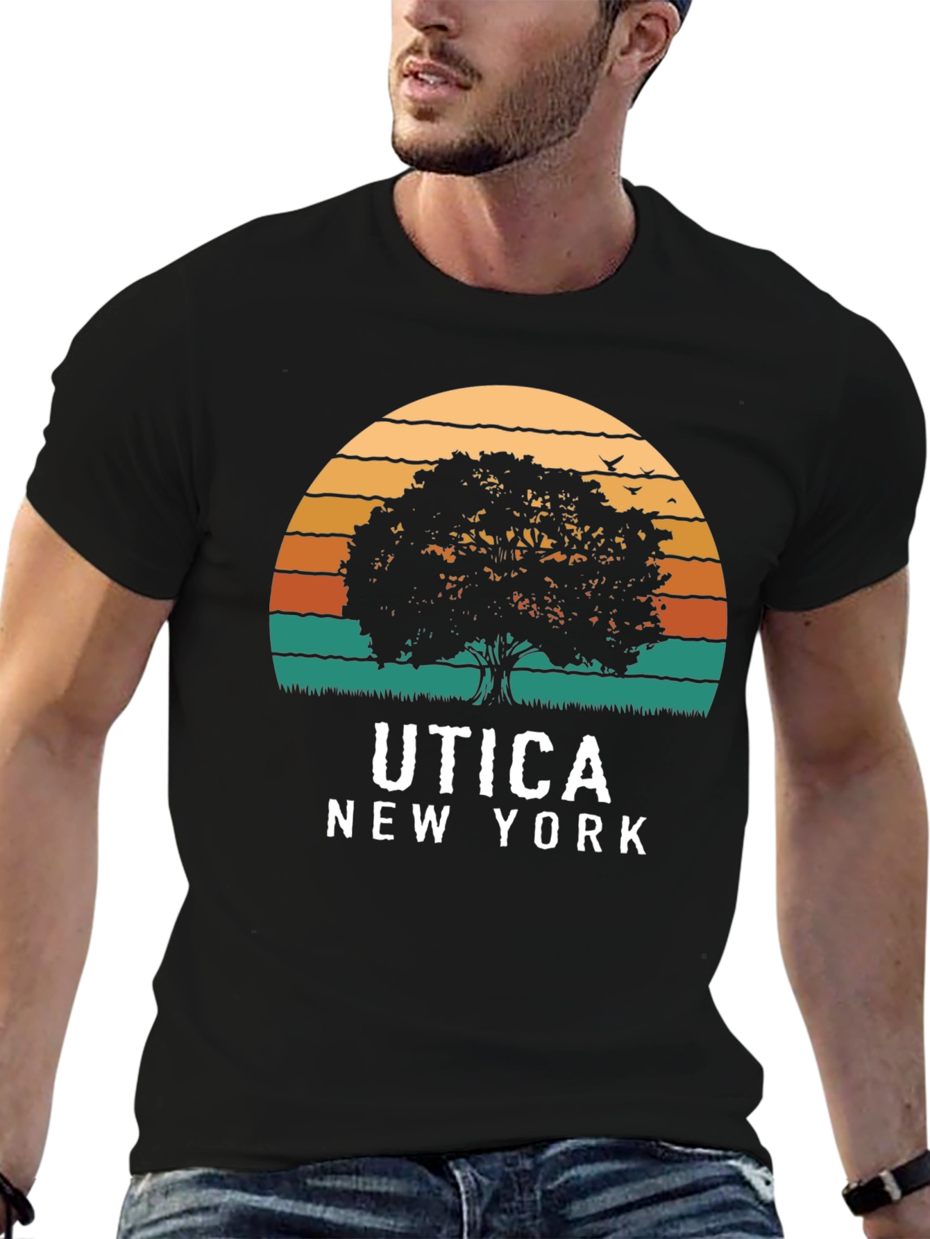 Utica New York Sunset Tree Graphic Tee