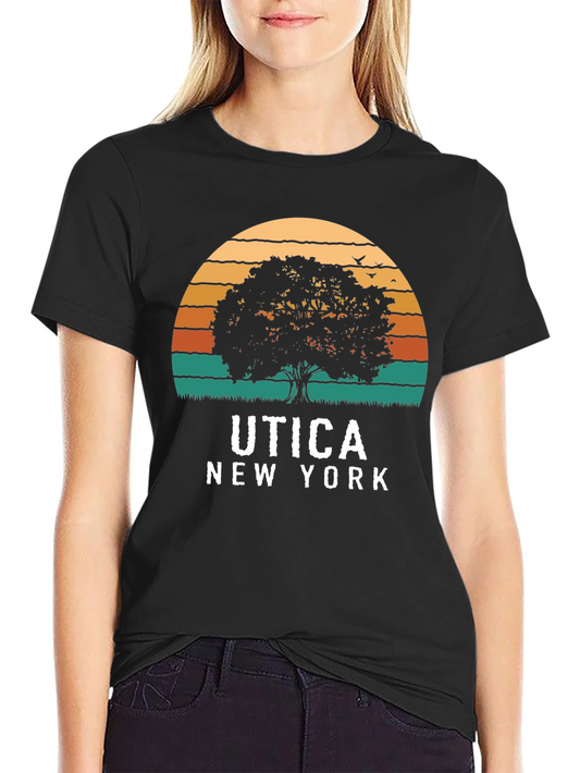 Utica New York Sunset Tree Graphic Tee