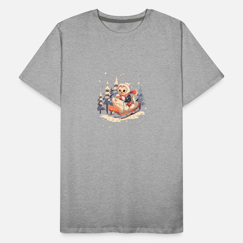Owl Riding Sled Sledge Sleighing Snow Sledging