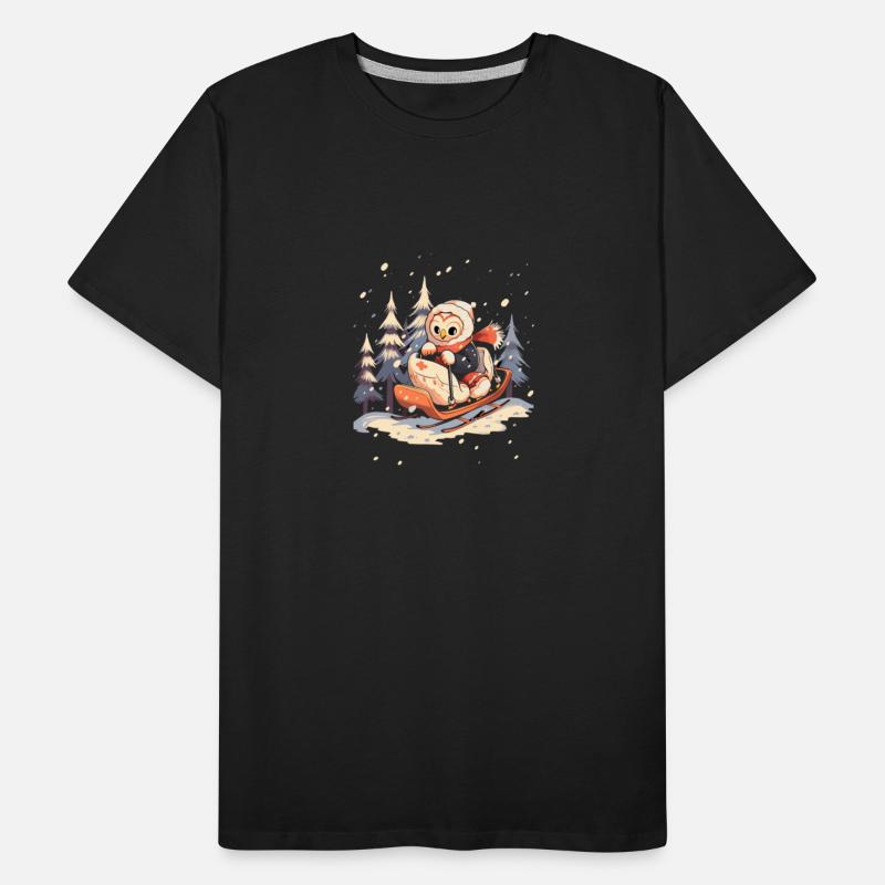 Owl Riding Sled Sledge Sleighing Snow Sledging
