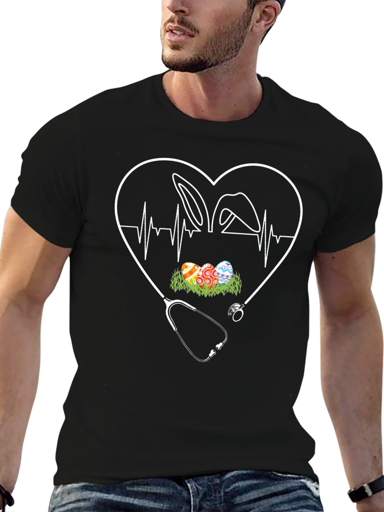 Easter Nurse T-Shirt - Heartbeat Bunny Egg Design
