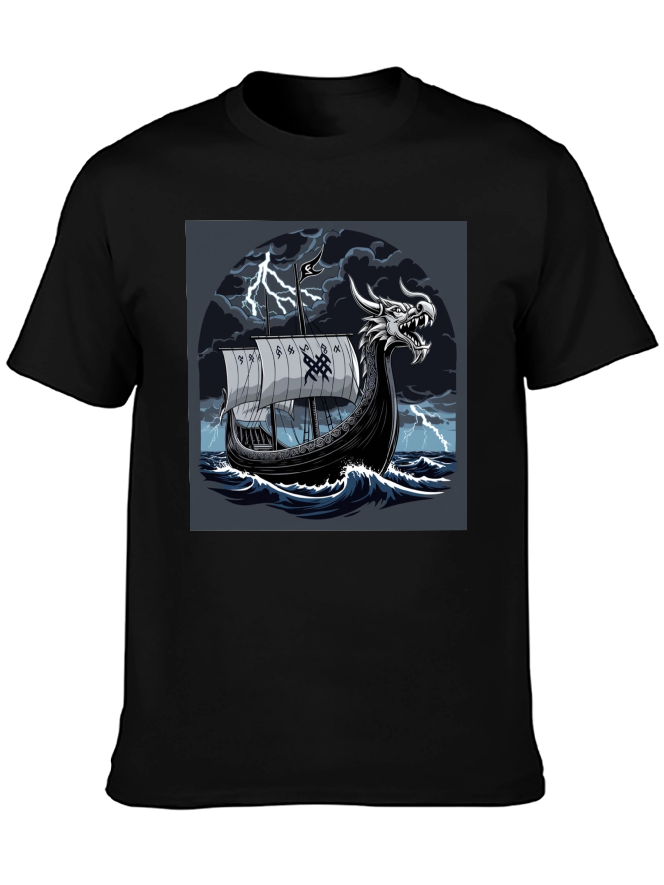 Viking Ship T-Shirt: Dragon Head Norse Mythology Tee