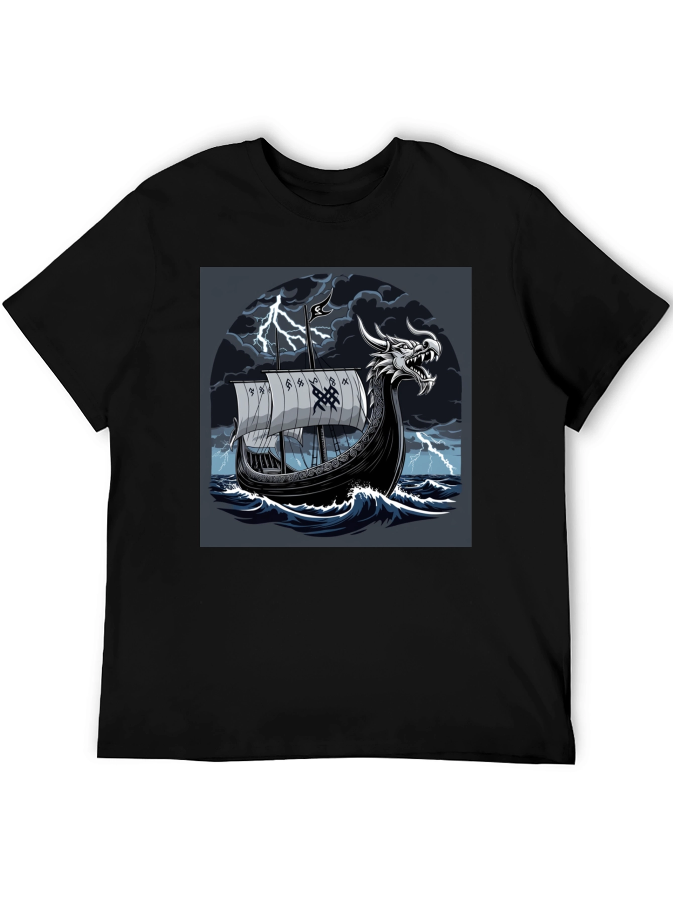 Viking Ship T-Shirt: Dragon Head Norse Mythology Tee