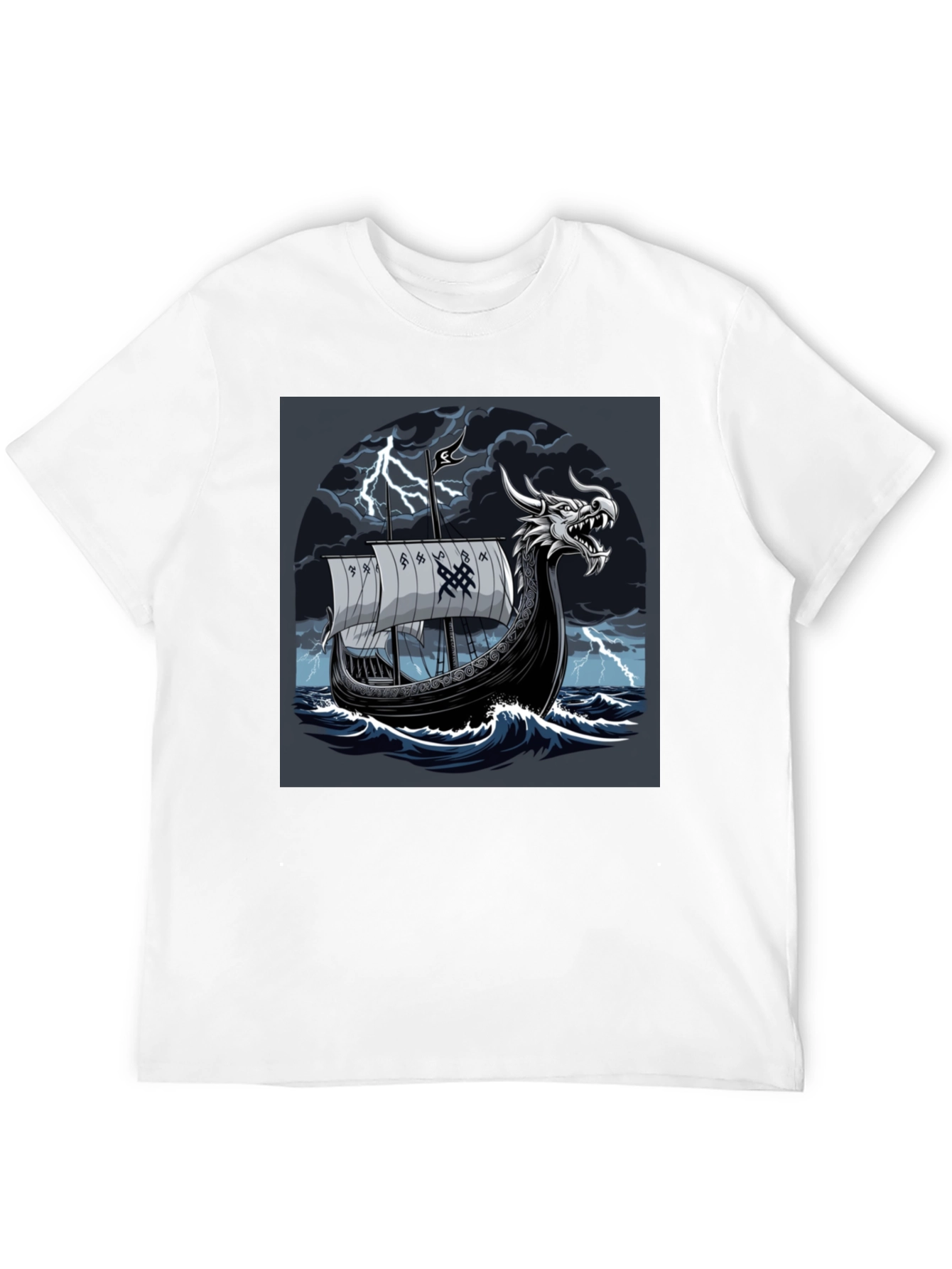 Viking Ship T-Shirt: Dragon Head Norse Mythology Tee