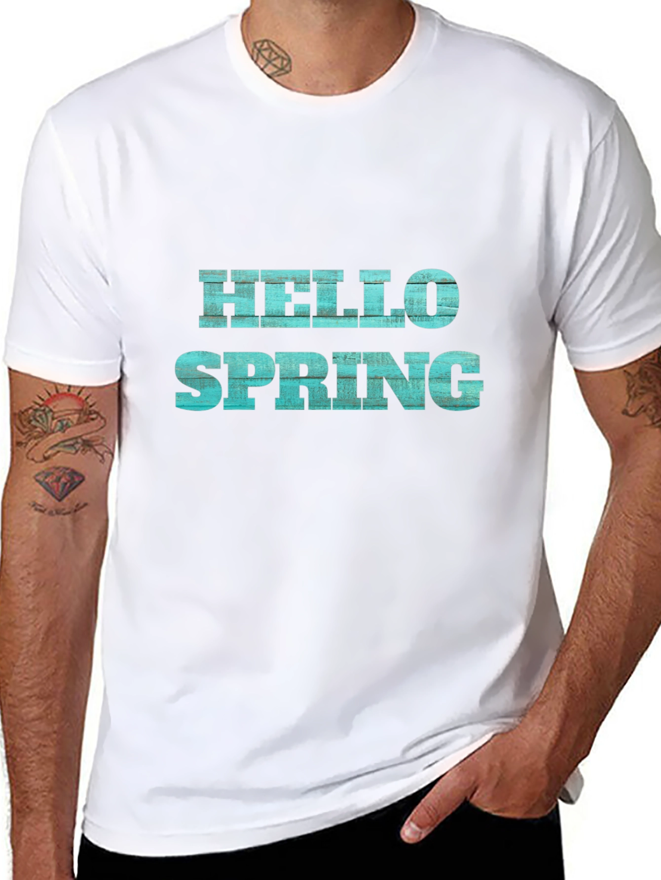 Hello Spring Graphic Tee - Black Casual T-Shirt