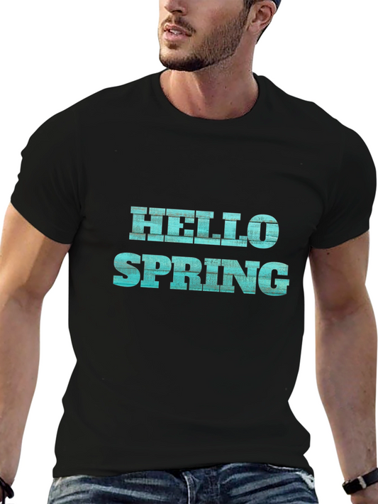 Hello Spring Graphic Tee - Black Casual T-Shirt