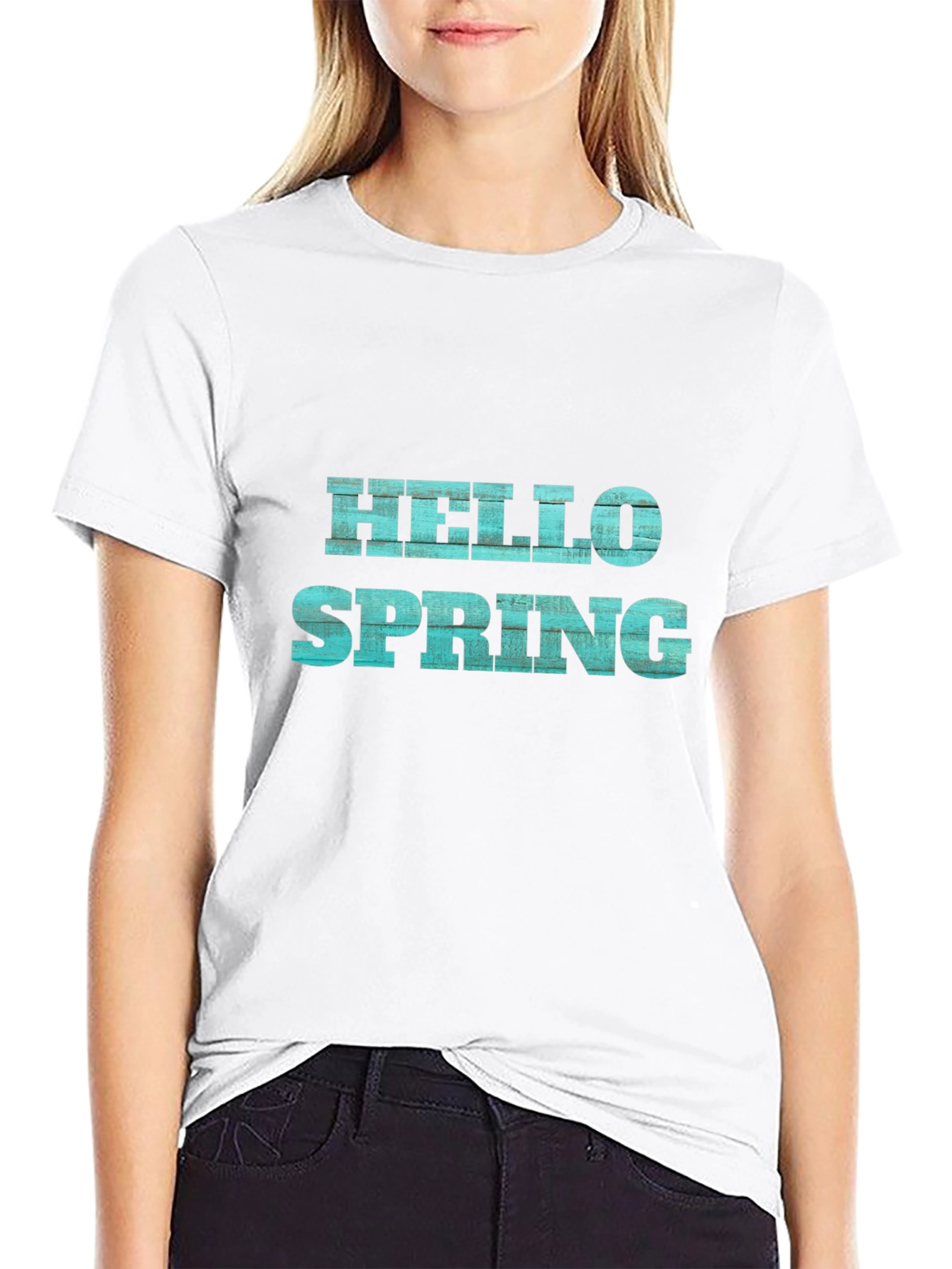 Hello Spring Graphic Tee - Black Casual T-Shirt