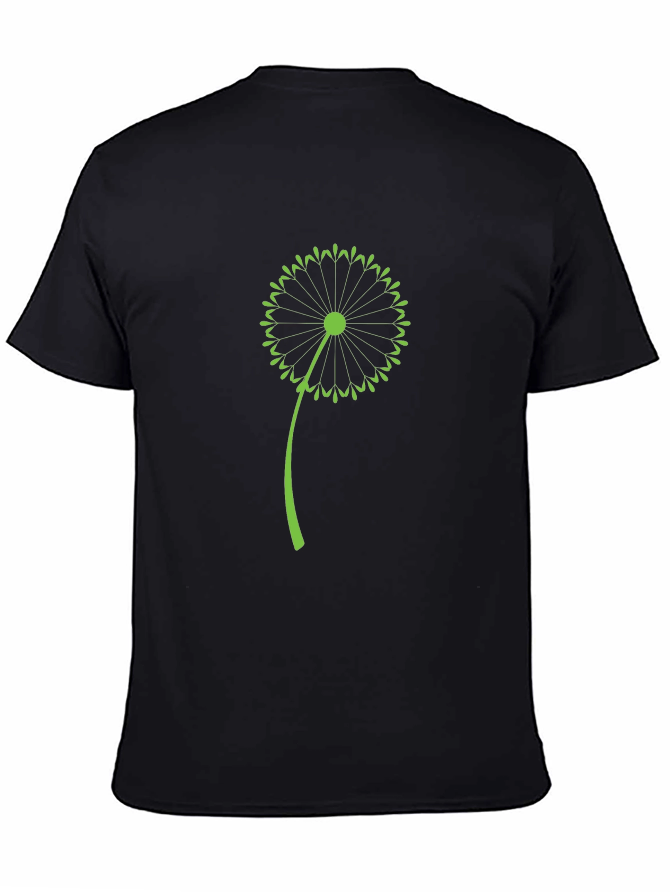 Green Dandelion Graphic Tee - Black Cotton Blend