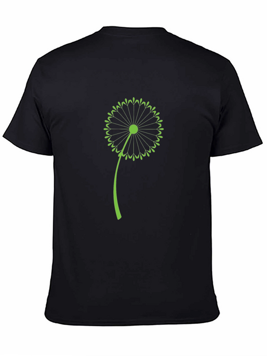 Green Dandelion Graphic Tee - Black Cotton Blend