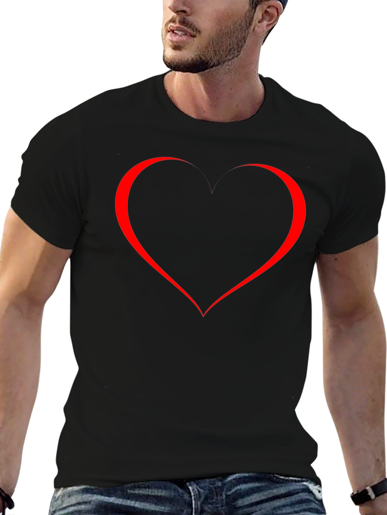 Heart Outline Graphic Tee - Soft Cotton Blend