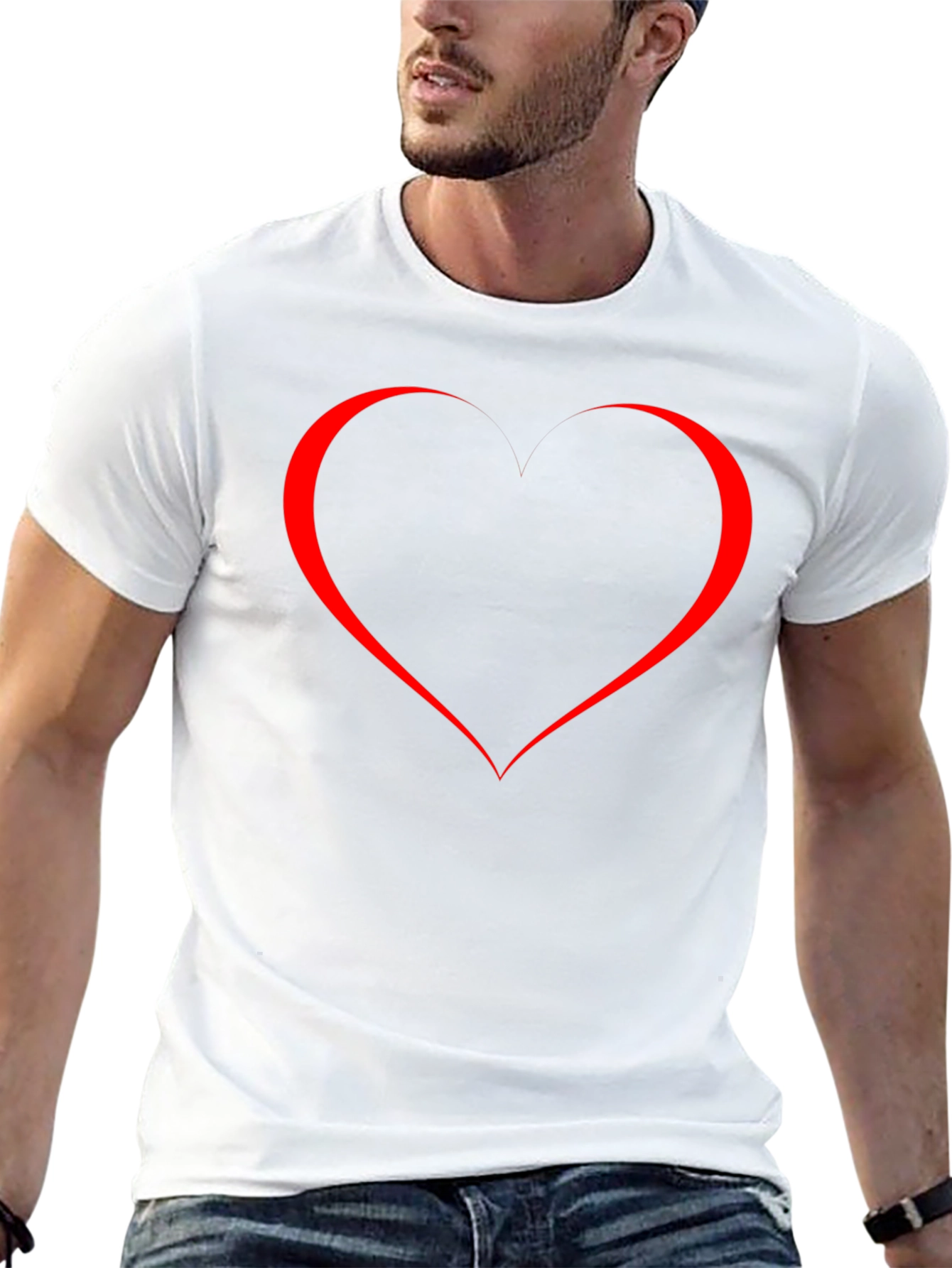 Heart Outline Graphic Tee - Soft Cotton Blend