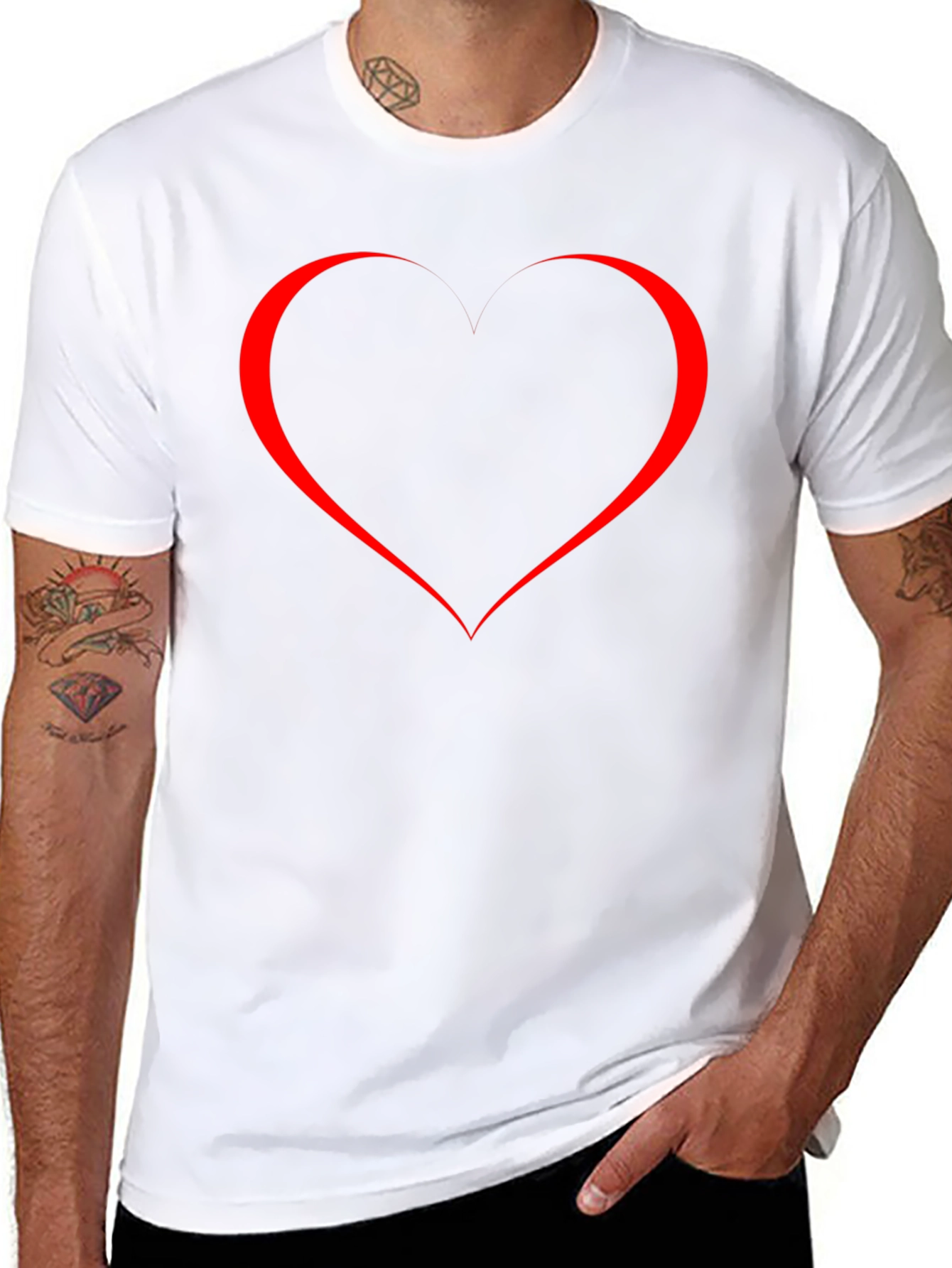 Heart Outline Graphic Tee - Soft Cotton Blend
