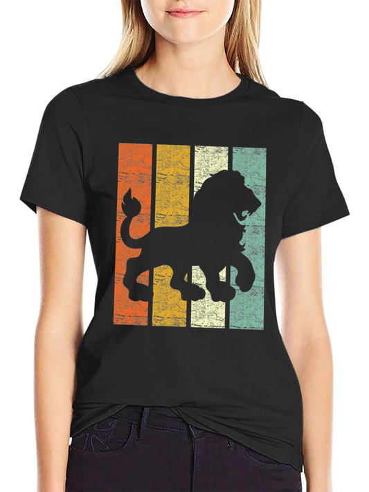 Vintage Lion Graphic Tee - Retro Style Shirt