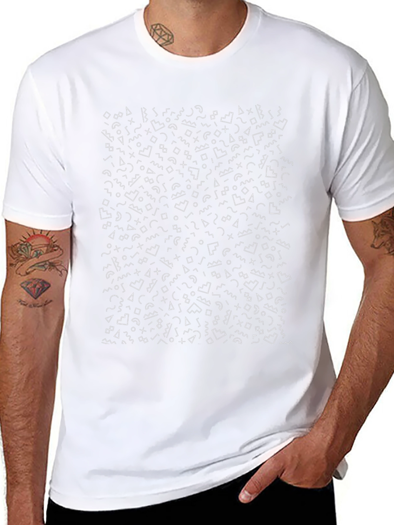 Geometric Pattern Black Tee