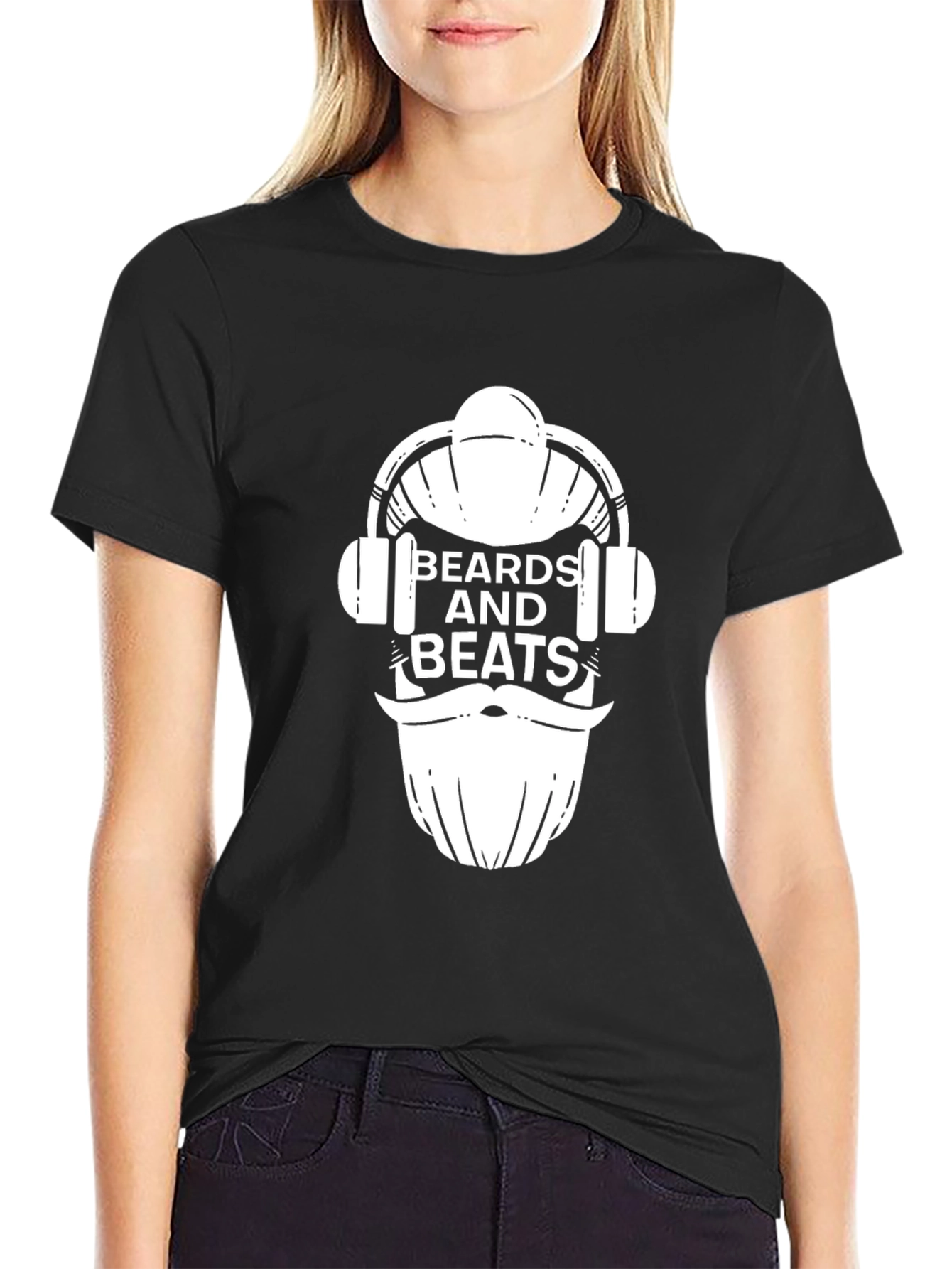Beards and Beats Graphic Tee - Black Cotton T-Shirt