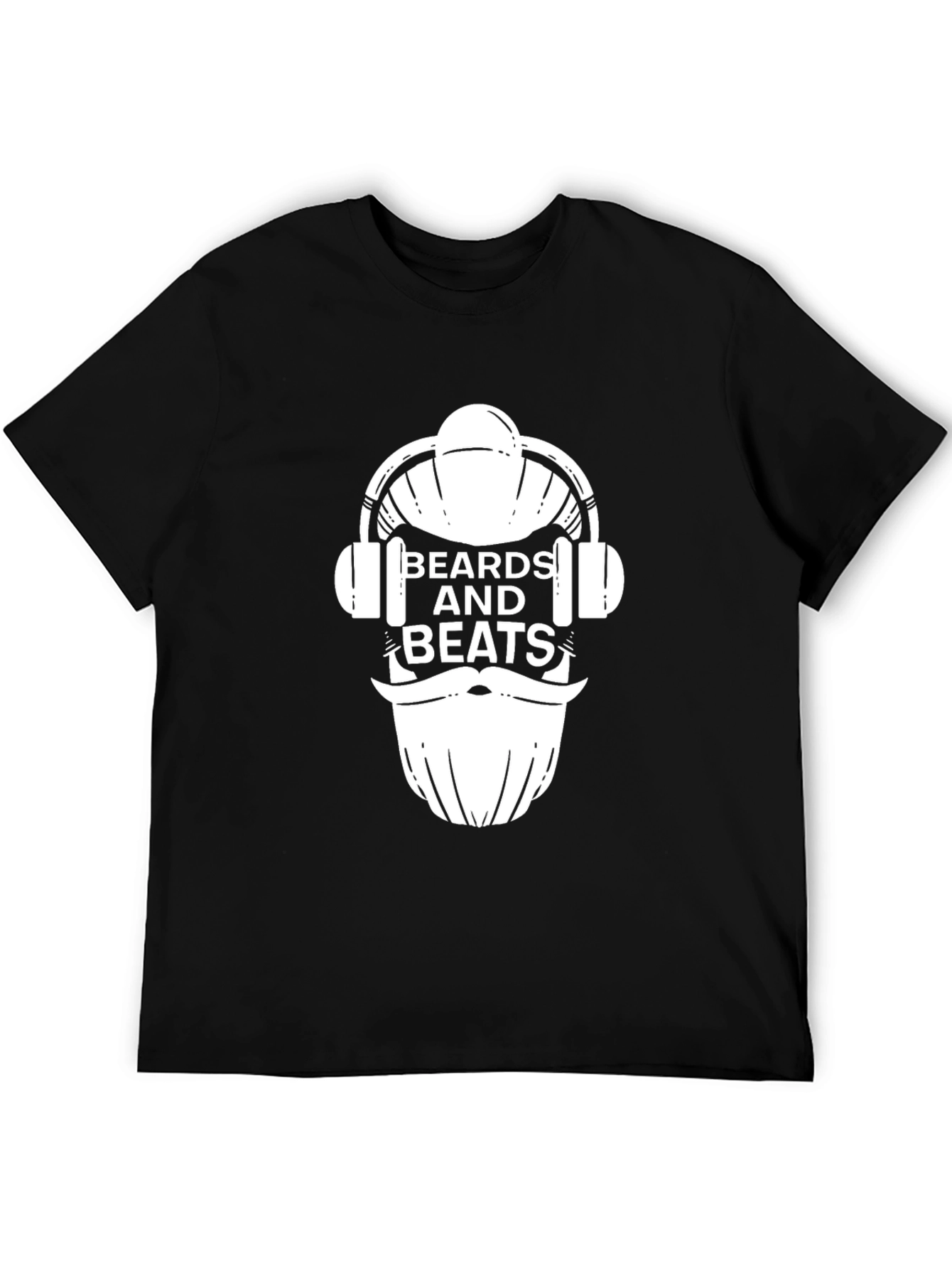 Beards and Beats Graphic Tee - Black Cotton T-Shirt